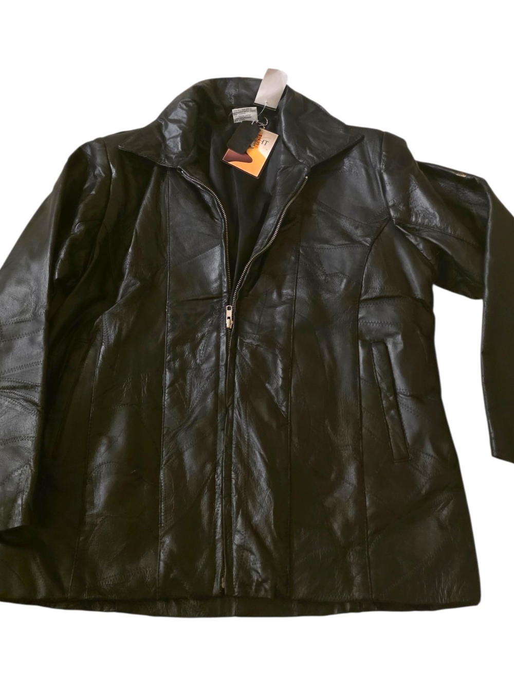 Men's Black Leather Zip-Front Jacket - Classic Timeless Style